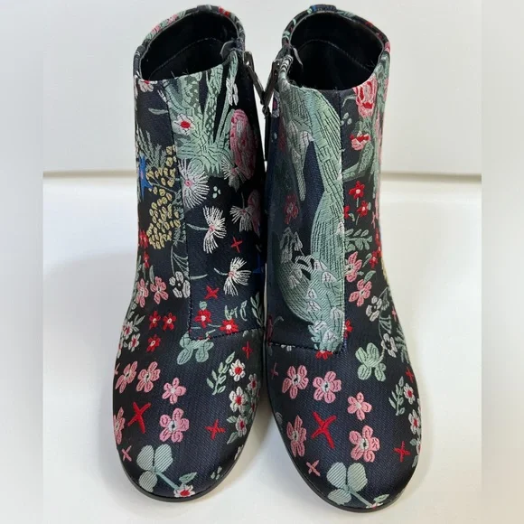 Sam Edelman Floral Embroidered Ankle Booties Block Heel Zip Sz 6.5 - Picture 4 of 16